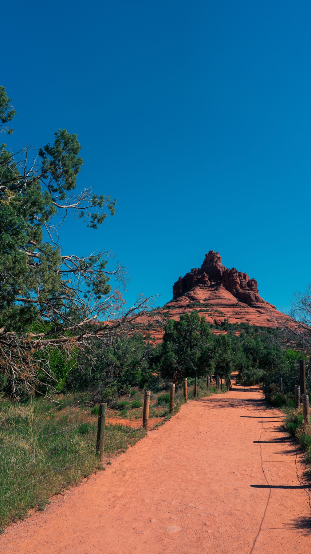 Red-rock formation rising over an Arizona desert landscape